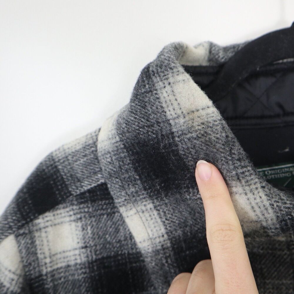 Woolrich Women's Size L Chatham Creek Jacket Wool Plaid Check Black White - Picture 6 of 11
